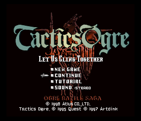 Tactics Ogre: Let Us Cling Together Title Screen